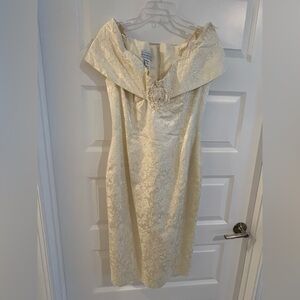 Jessica McClintock Vintage Off Shoulder Wedding Dress Cream Ivory Size 12
